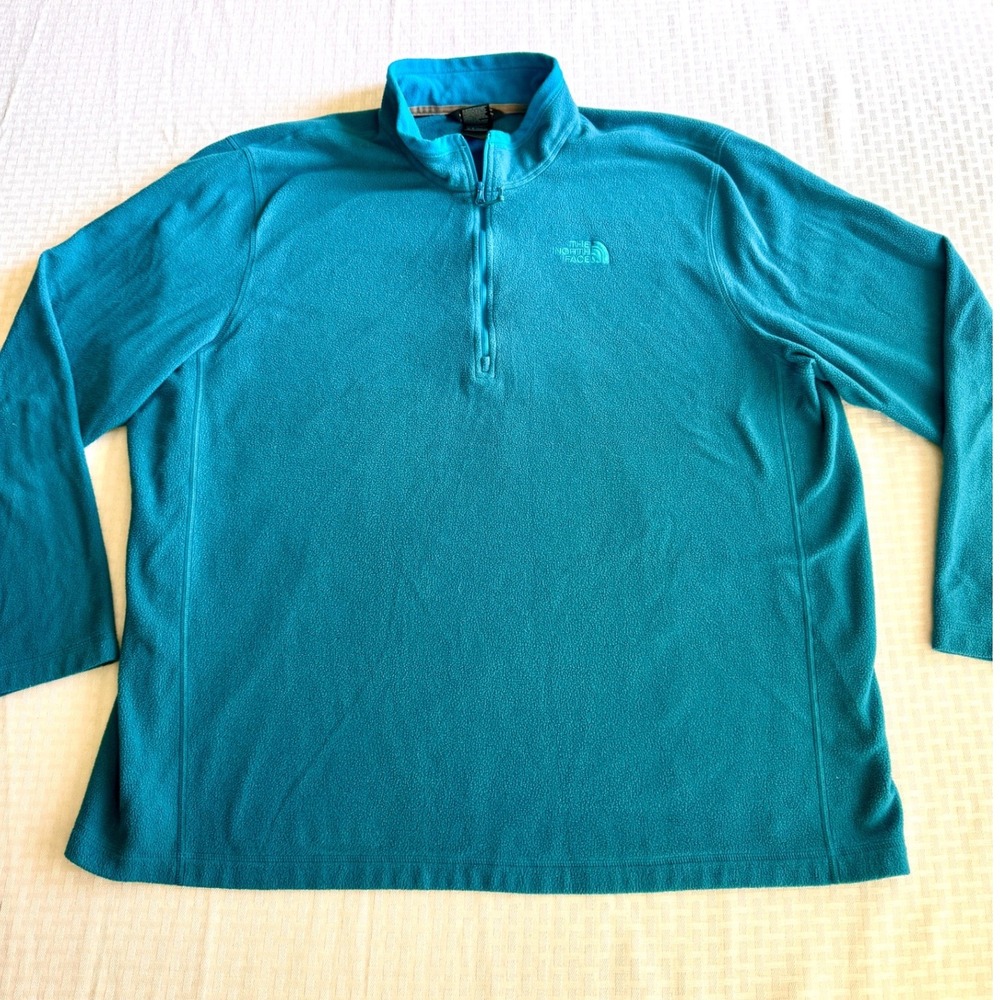 The North Face TKA 100 Fleece Pullover Teal Blue Mens XXL Quarter Zip Sweater